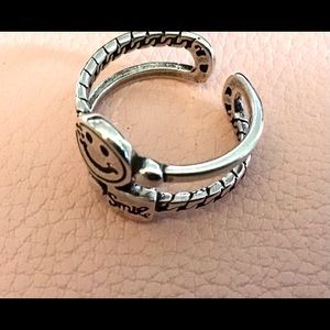 Sterling Silver 925 smile adjustable ring
